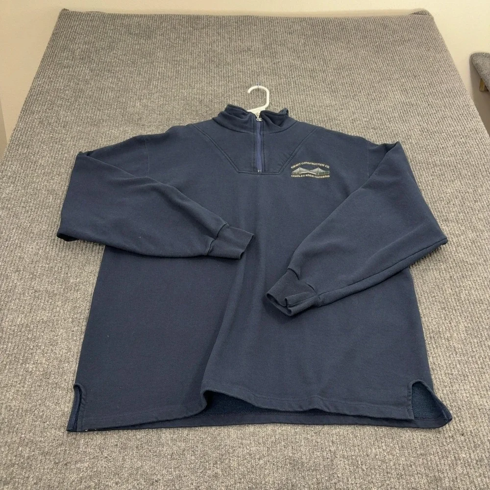Vintage Champion Quarter Zip Sweatshirt Men XL Navy Blue Cotton Quarter Zip Work